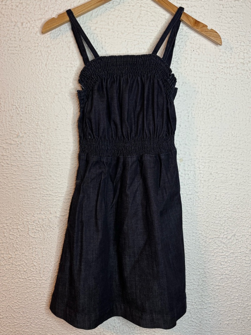 7 For All Mankind Navy Blue Smocked Denim Sundress